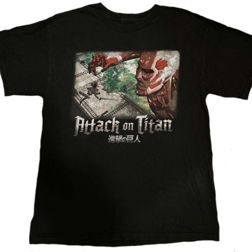 Anime black attack on Titan graphic tee shirt